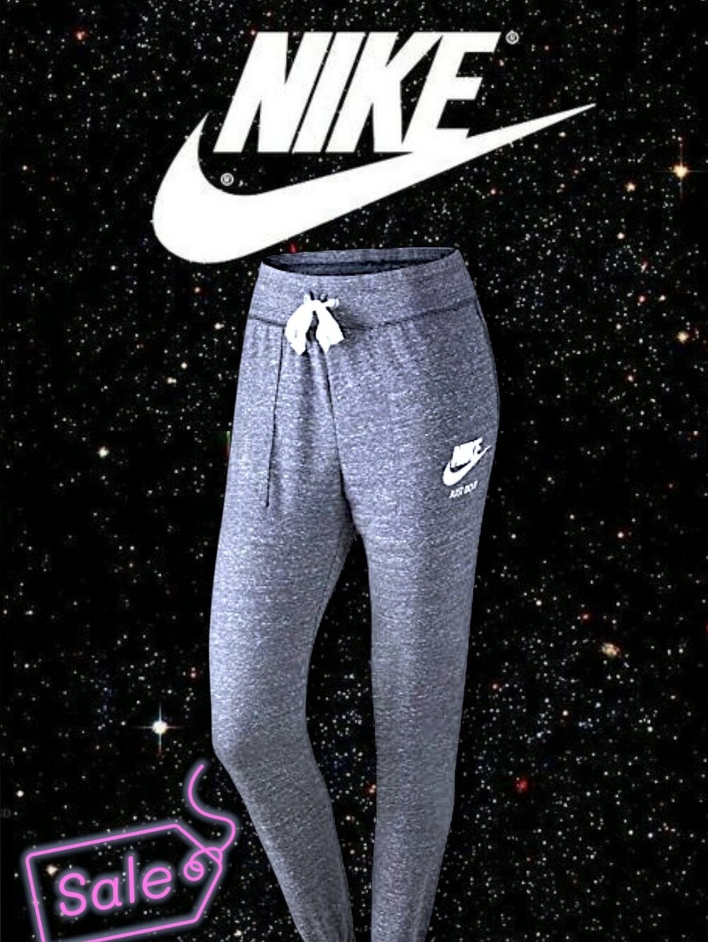 Nike Women's Gray Sportswear Vintage Pants w/ White Nike Logo & Side Pockets L - Picture 5 of 10